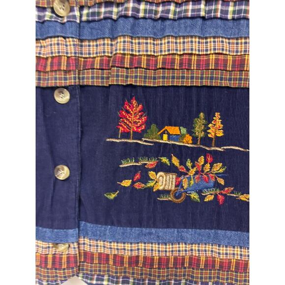 Vintage Granny CASEY & MAX VEST Embroidered Patchwork Pastoral Autumn Leaves - Picture 2 of 6